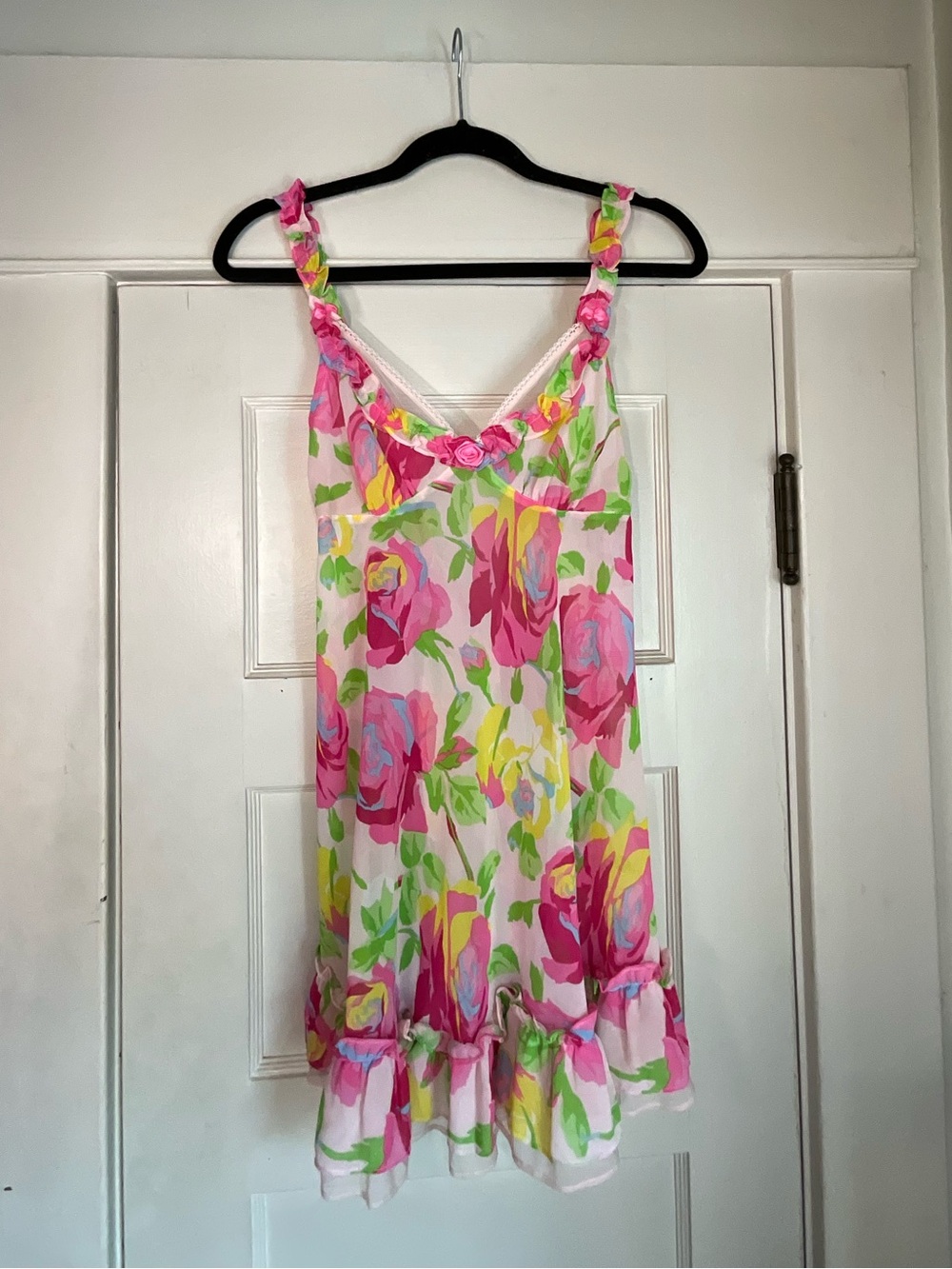 Betsey Johnson Pink Green Yellow Floral Slip